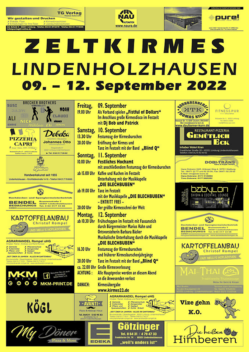 Kirmes Lindenholzhausen Plakat 2022