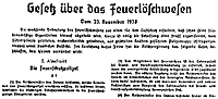 Gesetz über das Feuerlöschwesen 1938 - zum Vergrößern klicken