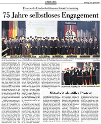 Zeitungsbericht Kommersabend 75 Jahre 2008 - zum Vergrößern klicken
