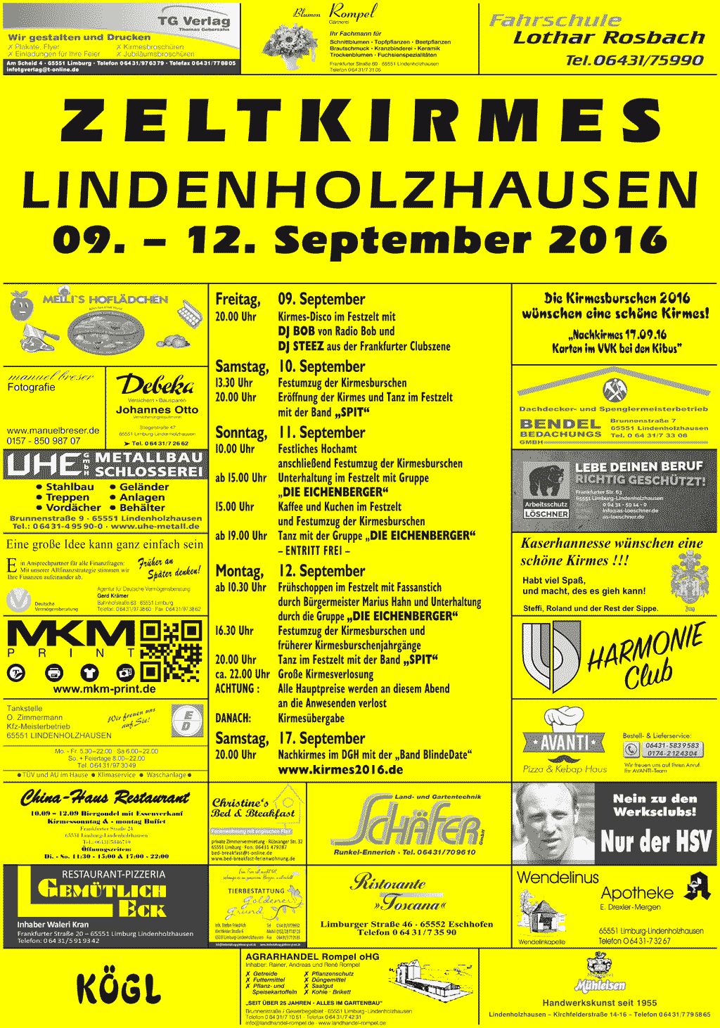 Kirmes Lindenholzhausen Plakat 2016
