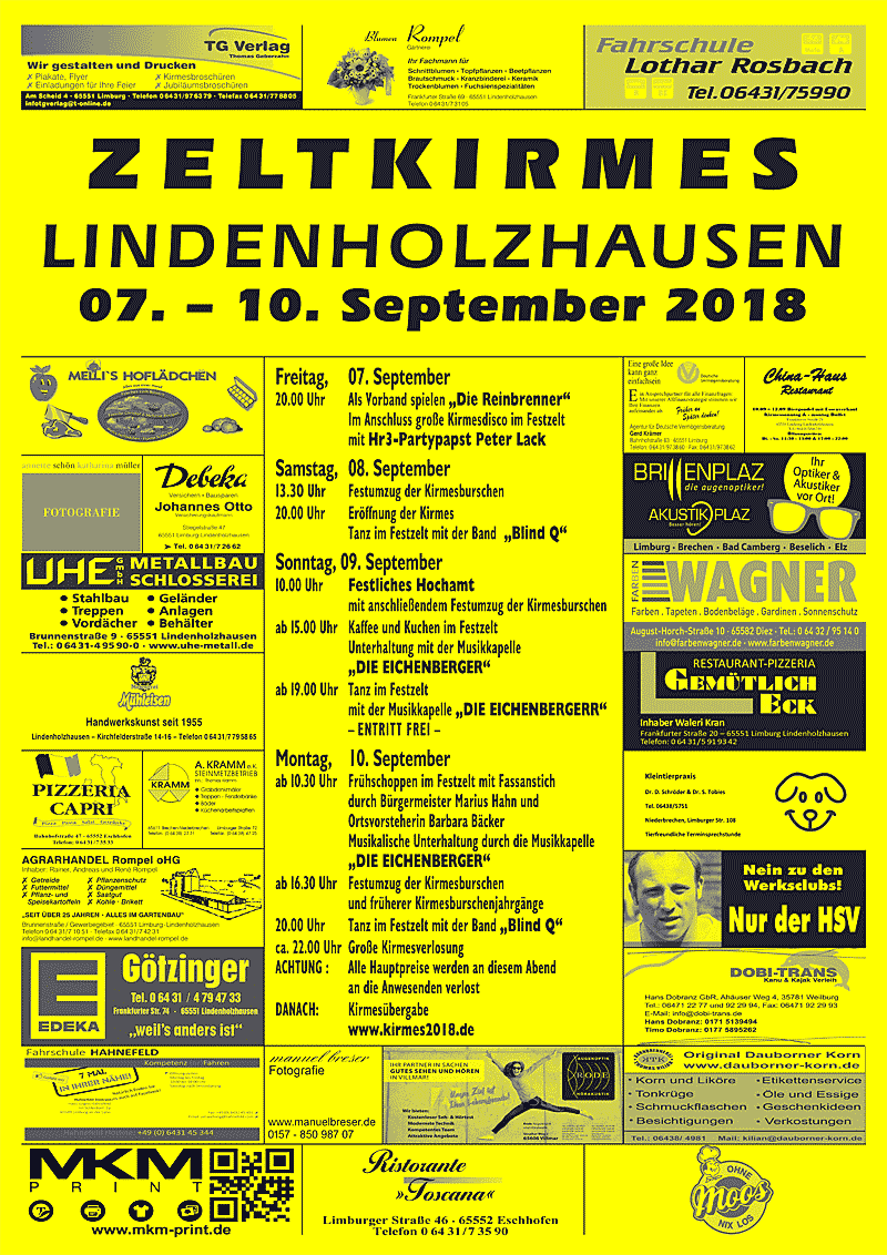 Kirmes Lindenholzhausen Disco 2009 Kirmes Lindenholzhausen Plakat 2018