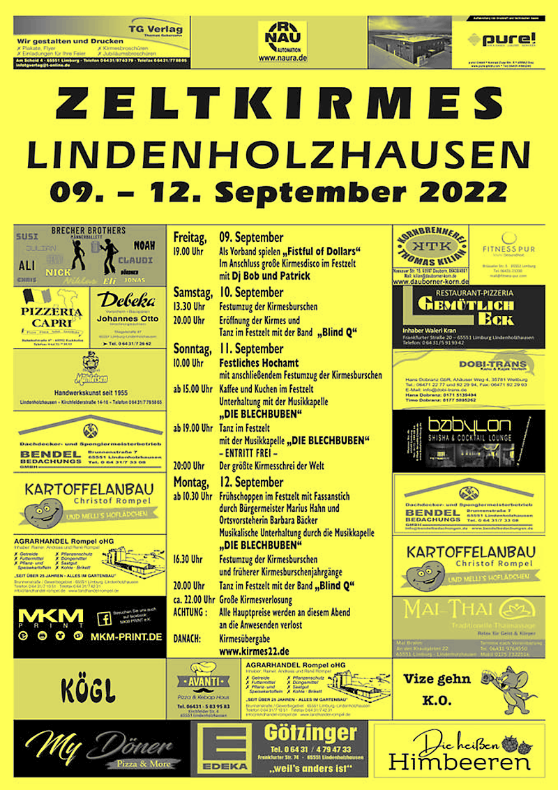 Kirmes Lindenholzhausen Disco 2009 Kirmes Lindenholzhausen Plakat 2022