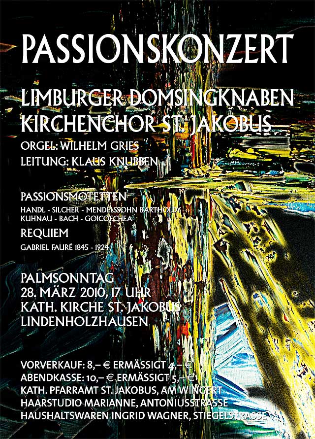 Konzertplakat Kirchenchor St. Jakobus Lindenholzhausen - Konzert am Palmsonntag mit den Limburger Domsingknaben